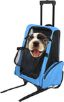 Pet Travel Carrier Backpack with Wheels, Soft Oxford Rolling Luggage Bag for Cat Dog Small Animal