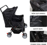 Pet Stroller Twin Folding Dog Cat Carrier Travel Cart, Black