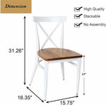 Set of 2 Dining Room Chairs Metal Frame Wood Seat Cross Back Side Seat Kitchen