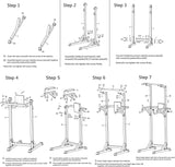 Adjustable Height 62.2" to 84.5" Strength Power Tower Dip Station Pull Up Bar Workout Equipment, Holds Up to 660LBS