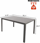 6 Person Outdoor Dining Table, Patio Rectangle Aluminum Table, Gray