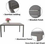 6 Person Outdoor Dining Table, Patio Rectangle Aluminum Table, Gray