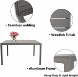 6 Person Outdoor Dining Table, Patio Rectangle Aluminum Table, Gray