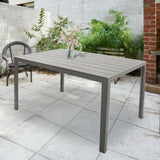 6 Person Outdoor Dining Table, Patio Rectangle Aluminum Table, Gray