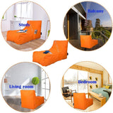 Nylon Foam Lazy Lounger Self Expanding Sponge Floor Chair Sleeper Sofa  w/ Dirt-Proof Oxford Fabric & Side Pocket, Orange