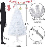 5 Feet Artificial Christmas Tree White Small Fake Xmas Tree Realistic Pine Trees with Solid Metal Stand, 450 Tips