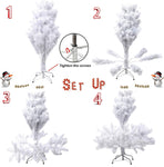 5 Feet Artificial Christmas Tree White Small Fake Xmas Tree Realistic Pine Trees with Solid Metal Stand, 450 Tips