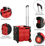 Large Folding Rolling Utility Shopping Cart, Black & Red