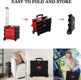 Large Folding Rolling Utility Shopping Cart, Black & Red