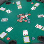 48" Octagon Poker Table Texas  Casino Blackjack Table with Leg & Cup Holders for 8 Player, Green Felt Cloth