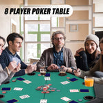 48" Octagon Poker Table Texas  Casino Blackjack Table with Leg & Cup Holders for 8 Player, Green Felt Cloth