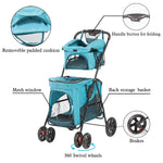Double Decker Pet Stroller 4 Wheels Lightweight Foldable Dog and Cat Strollers Carrier for Walk, Travel, Jogger