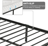 Full Size Platform Bed w/ Headboard, Heavy Duty Metal Slat & Anti-Slip Support, Easy Quick Assembly