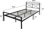 Full Size Platform Bed w/ Headboard, Heavy Duty Metal Slat & Anti-Slip Support, Easy Quick Assembly