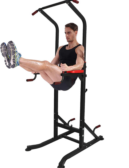 Power Tower Workout Dip Bar Station Adjustable Height Strength Training Pull Up Dip Gym Station