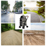 Double Decker Bus Pet Stroller Two Level Cat and Dog Stroller, Gray