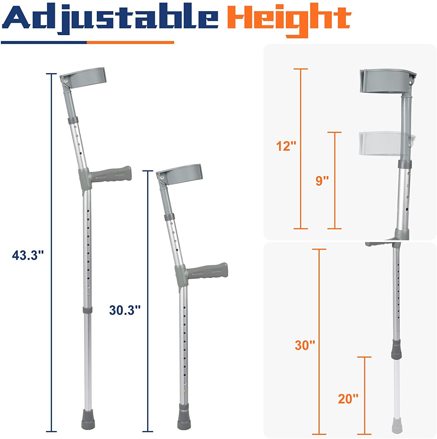 1 Pair of Aluminum Alloy Rehabilitation Crutches with Ergonomic Handles