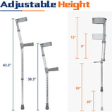 Pair of Aluminum Alloy Rehabilitation Crutches with Ergonomic Handles