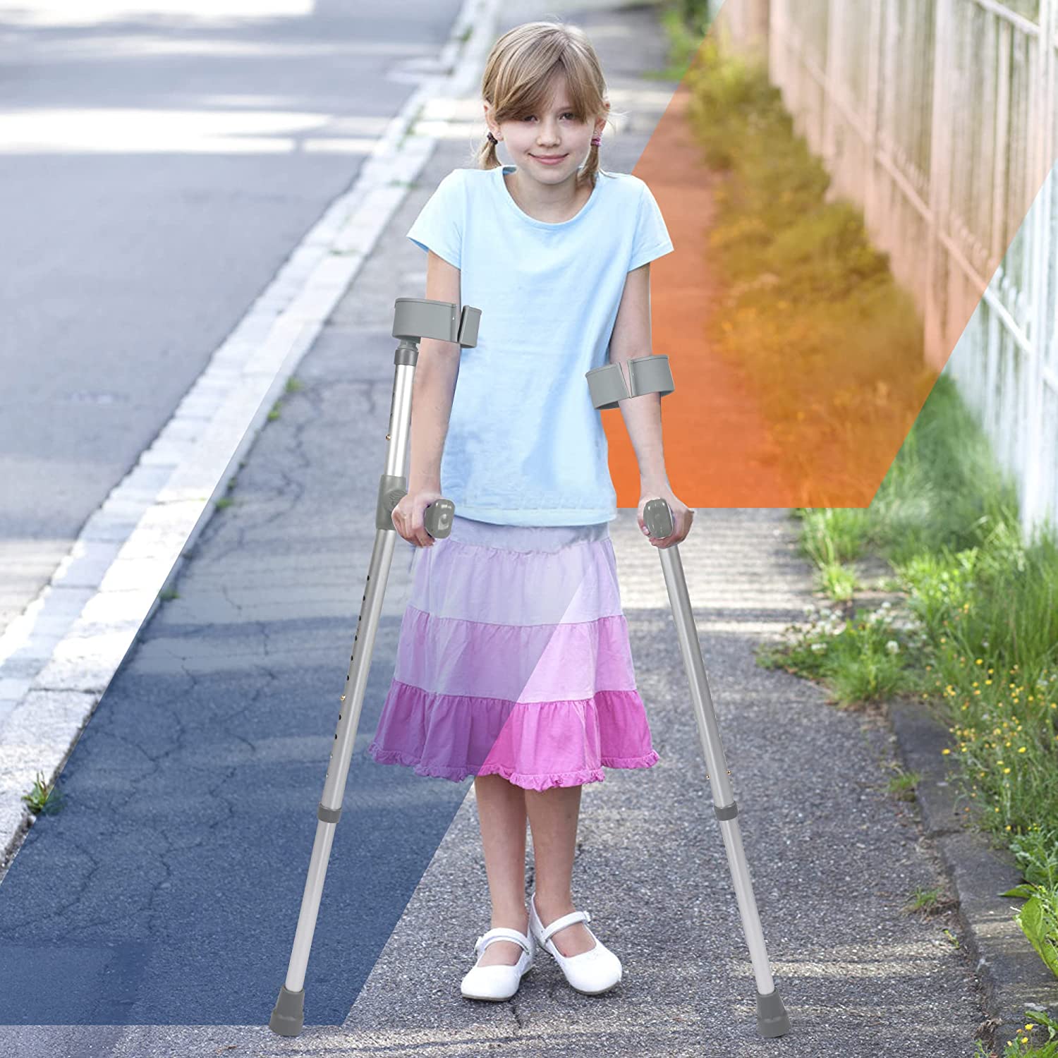 1 Pair of Aluminum Alloy Rehabilitation Crutches with Ergonomic Handles