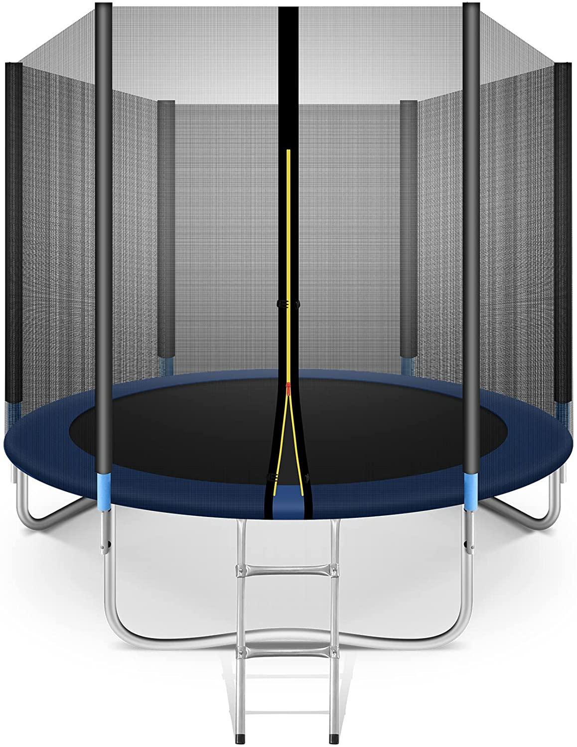 8FT Trampoline with Safety Enclosure Net and Ladder Bounding Table,Trampoline Combo Jumping Trampoline Fitness