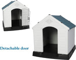 Plastic Ventilate Dog House with Door Weatherproof Pet House with Elevated Floor, Medium