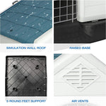 Plastic Ventilate Dog House with Door Weatherproof Pet House with Elevated Floor, Medium