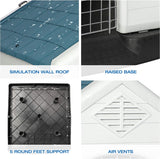 Plastic Ventilate Dog House with Door Weatherproof Pet House with Elevated Floor, Medium