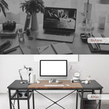 47.2" Computer Desk w/ 4 Storage Shelves & 4 Hooks, Large Desk Study Writing Table, Home Office Desk w/ CPU Stand, Black