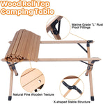 Folding Camping Roll Up Wooden Table Foldable Indoor Outdoor Low Height Portable Picnic Table - Bosonshop