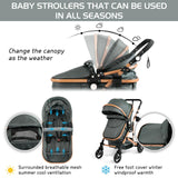 2 In 1 Baby Stroller Newborn Pram Infant Pushchair Bassinet Car Reversible Seat - Bosonshop