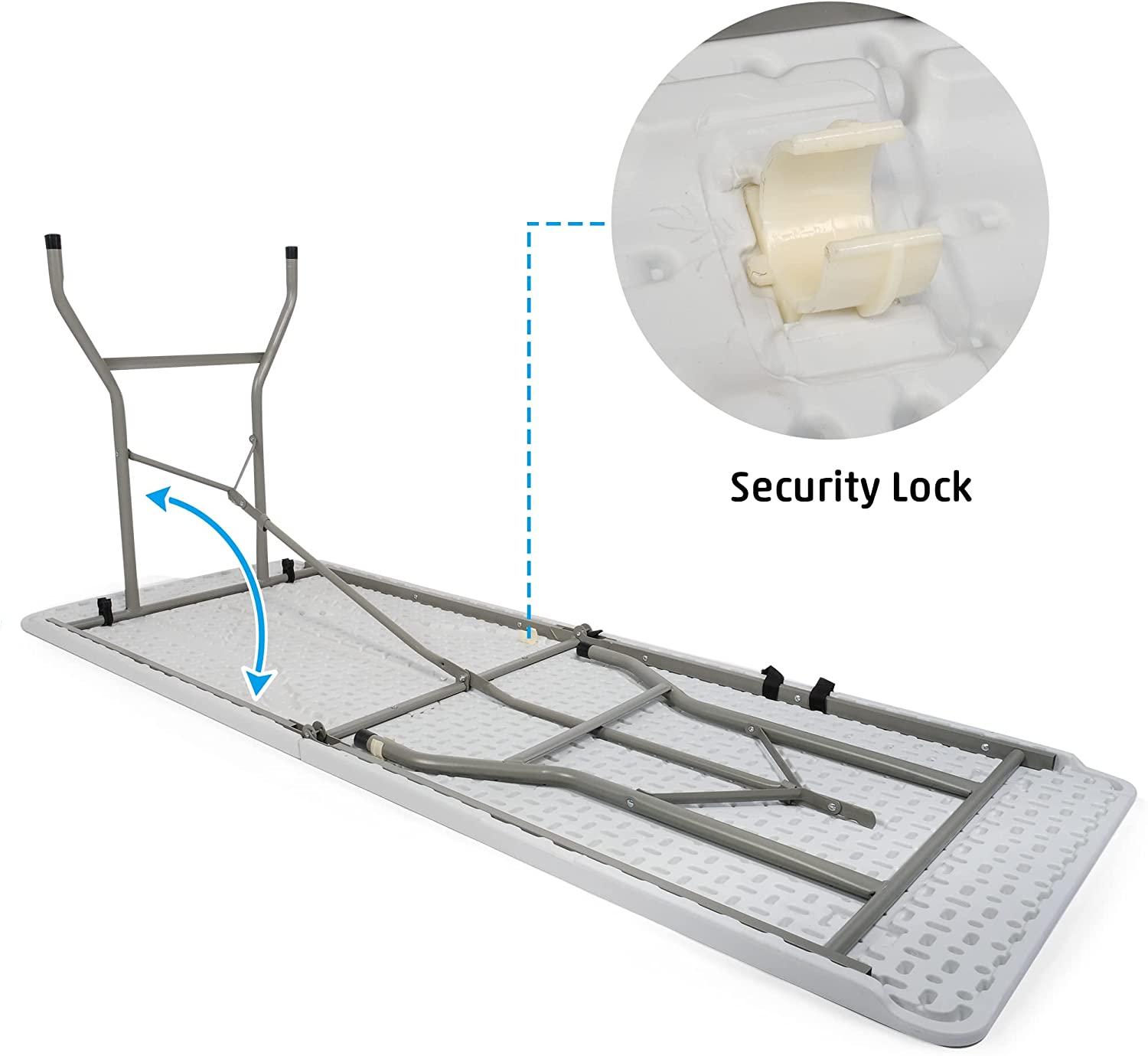 6FT Outdoor Folding Table, 71'' Event Commercial Table Fold-in-Half Camping Table w/Handle for Office, Beach, Picnic, Garden - Bosonshop