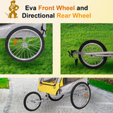 Dog Bike Trailer Cart 2 in 1 Pet Bicycle Stroller for Travel with Reflectors Parking Brake Breathable Protective Net, Yellow