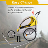 Dog Bike Trailer Cart 2 in 1 Pet Bicycle Stroller for Travel with Reflectors Parking Brake Breathable Protective Net, Yellow