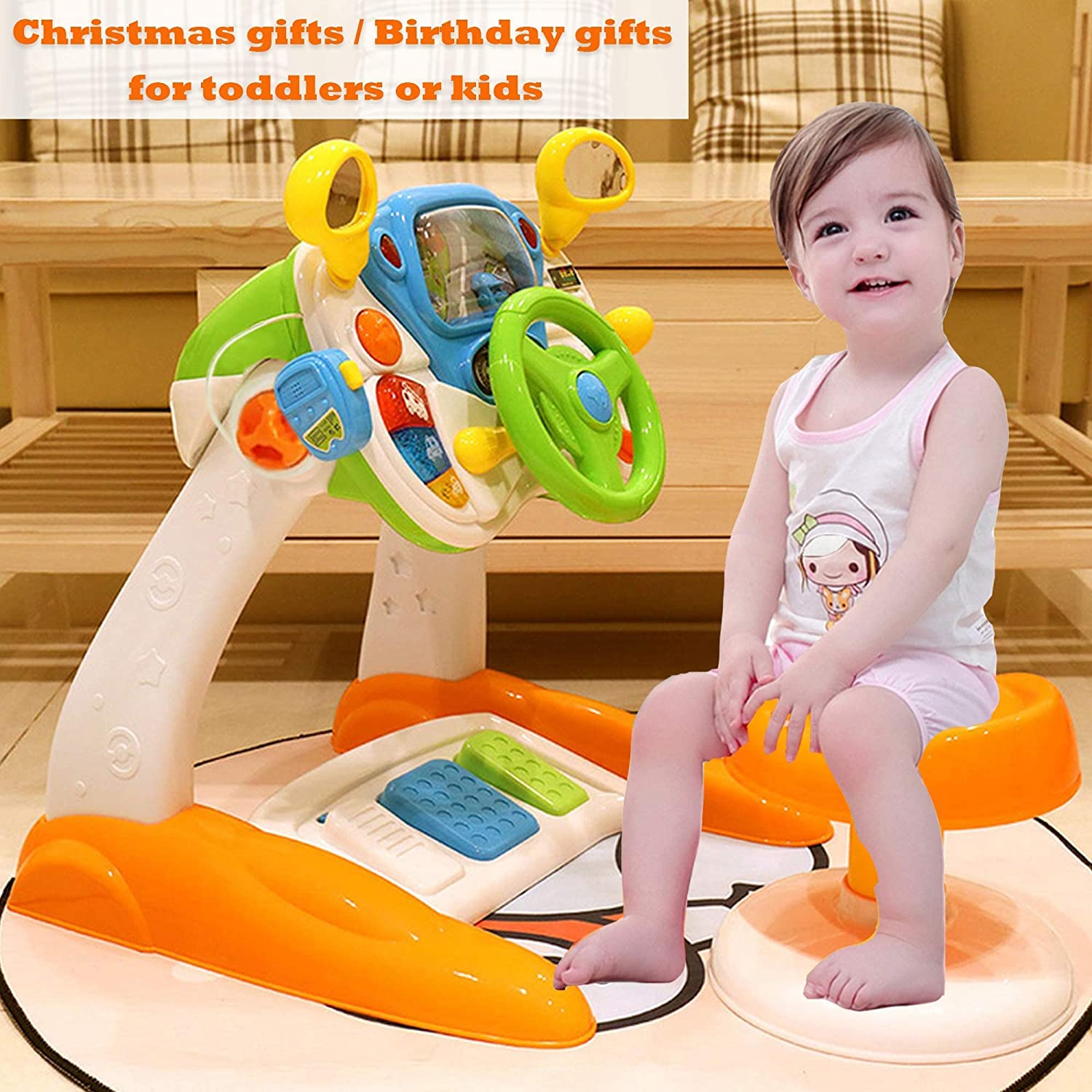 (Out of Stock) Kids Driving Simulate Ride on Toy Pretend Play Steering Wheel Toy for Toddlers