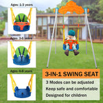 3 In 1 Baby Swing Set Toddler Infant Safety Hanging Playset with Seat Belt and Metal Stand