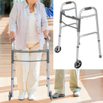 Versatile 32"-39" Adjustable Foldable Walker with 5" Wheels & Folding Button, Supports up to 300 lbs
