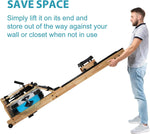 Water Rowing Machine Indoor Natural Wooden Water Resistance Rower Machine with LCD Monitor for Home Training