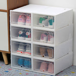 6 Packs Transparent Foldable Shoes Organizers Box, White