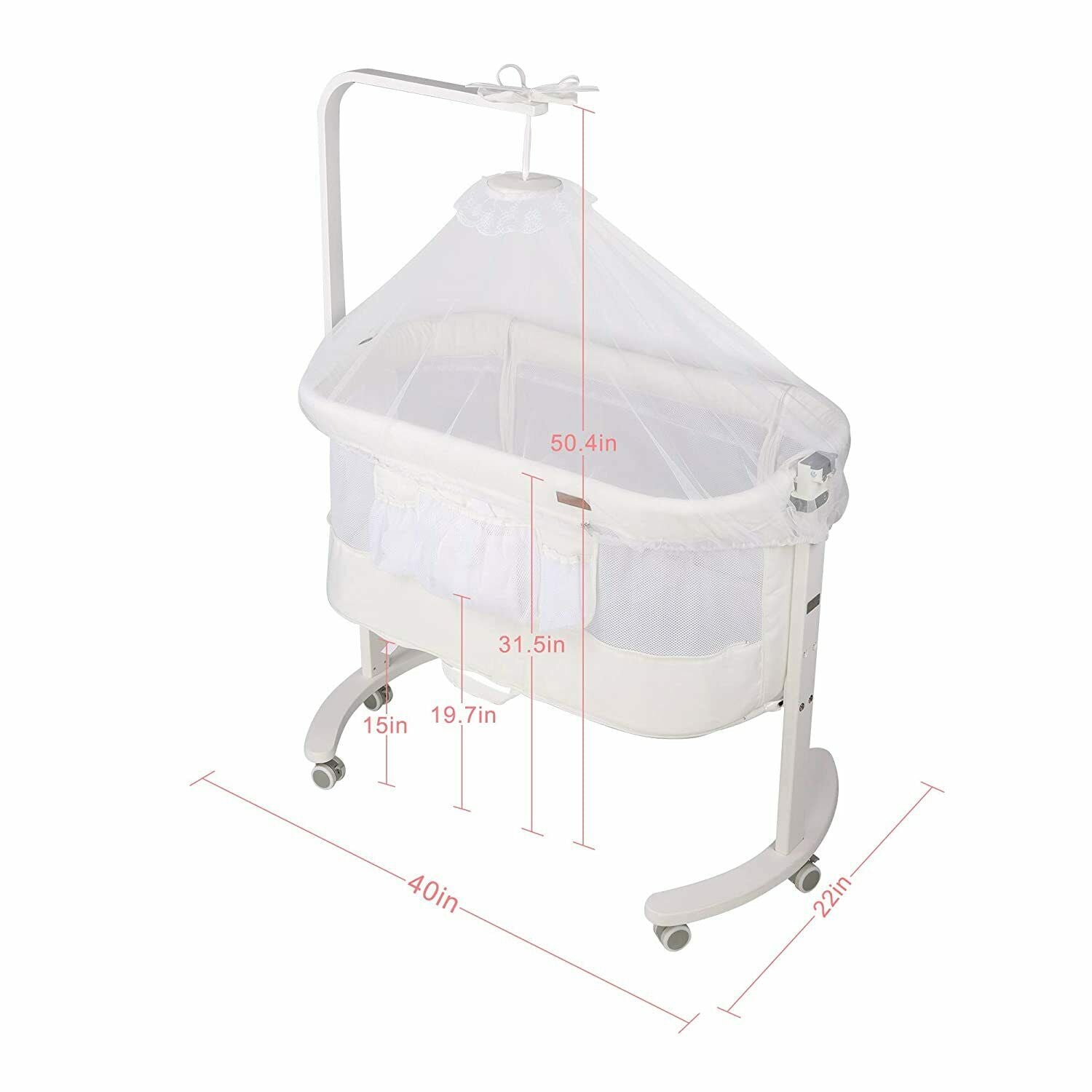 3 in 1 Baby Bedside Sleeper Bassinet Crib w/ Soft Skin-Friendly Mattress and Solid Wood and Metal Frame - Bosonshop