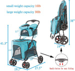 Double Decker Pet Stroller 4 Wheels Lightweight Foldable Dog and Cat Strollers Carrier for Walk, Travel, Jogger