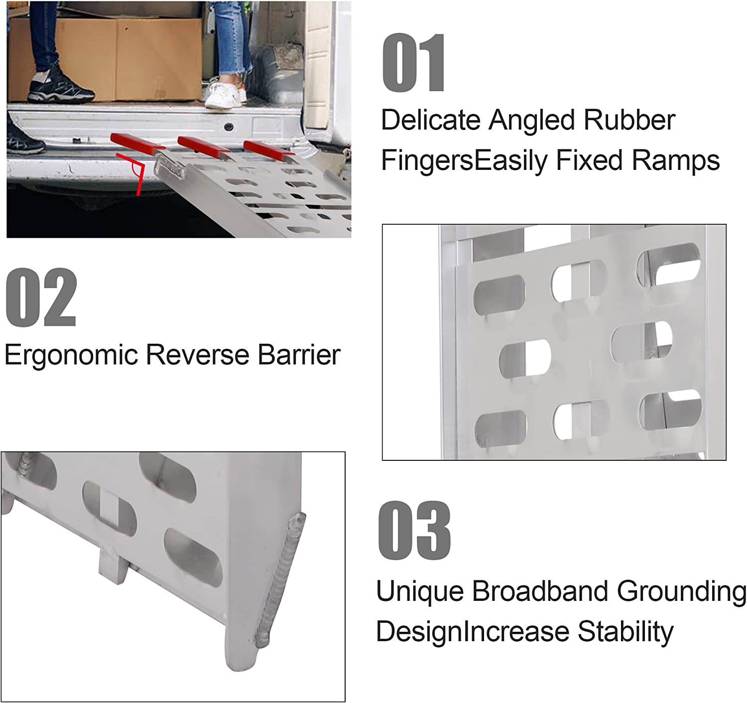 2 PC 7.5' Folding Pickup Truck Aluminum Ramps Loading Ramps for Trucks, 1500lbs Capacity