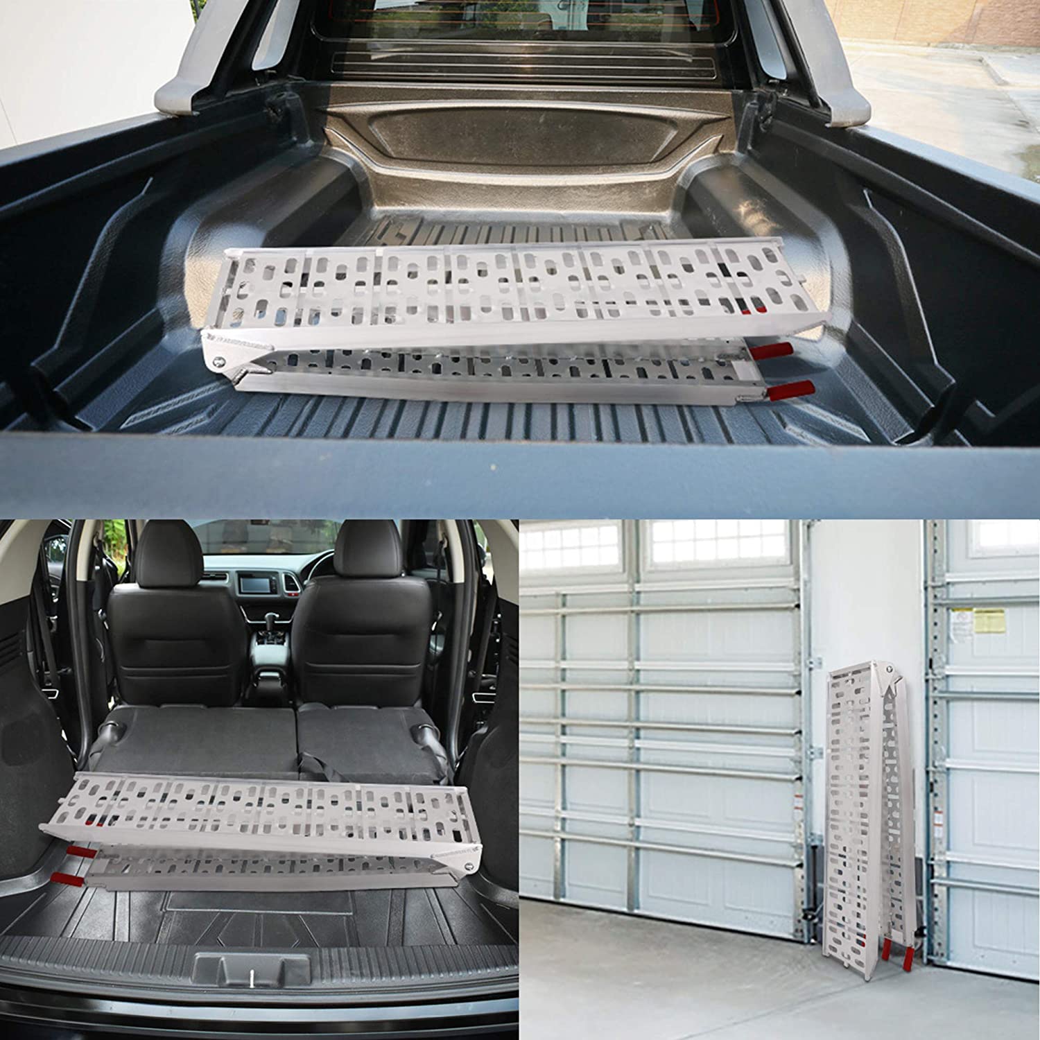 2 PC 7.5' Folding Pickup Truck Aluminum Ramps Loading Ramps for Trucks, 1500lbs Capacity