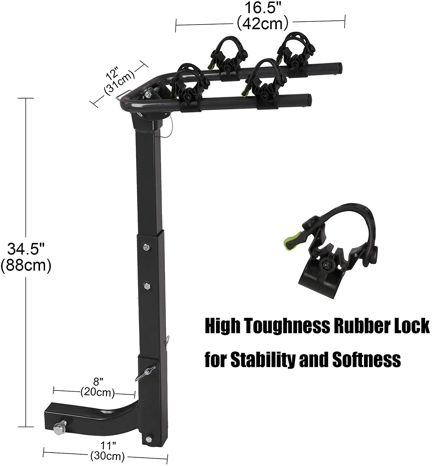 Bike Rack for Car Rack 2-Bike Hitch Mount Bicycle Rack for SUV with 2-Inch Receiver, Rubber Lock & Sleek Pad