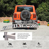 50" L x 29.7" W x 9" H Trailer Hitch Cargo Carrier Utility Basket with 41.5" Folding Wheelchair Ramp