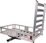 50" L x 29.7" W x 9" H Trailer Hitch Cargo Carrier Utility Basket with 41.5" Folding Wheelchair Ramp