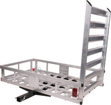 50" L x 29.7" W x 9" H Trailer Hitch Cargo Carrier Utility Basket with 41.5" Folding Wheelchair Ramp