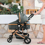 2 In 1 Baby Stroller Newborn Pram Infant Pushchair Bassinet Car Reversible Seat - Bosonshop