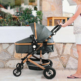 2 In 1 Baby Stroller Newborn Pram Infant Pushchair Bassinet Car Reversible Seat - Bosonshop