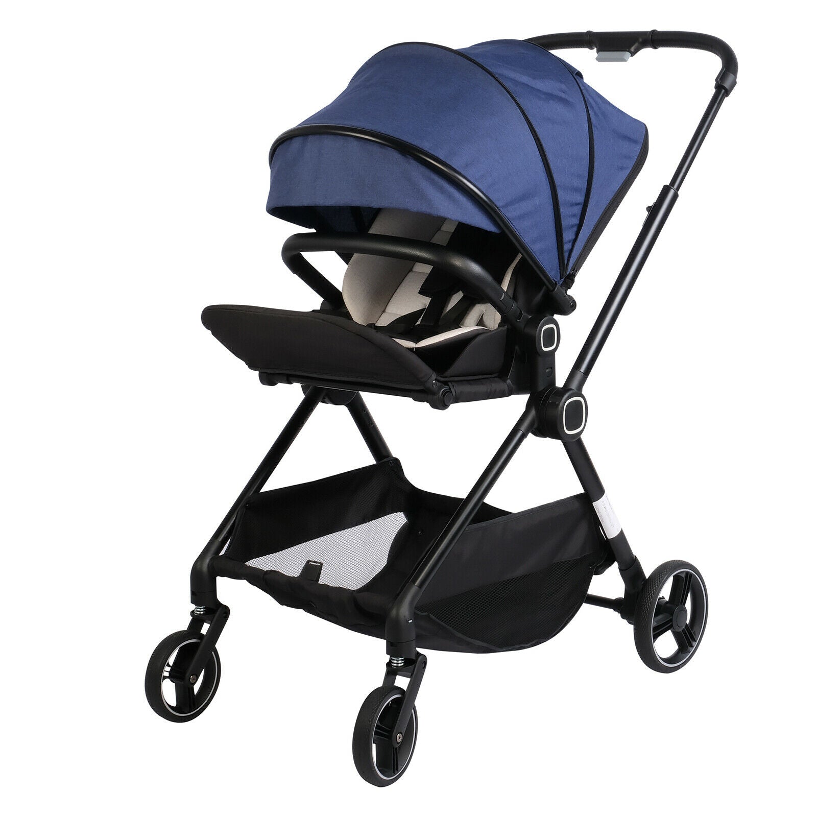 Foldable Compact Travel Strollers 5-Point Harness Infant Stroller w/ Reversible Handle, Adjustable Canopy & Backrest