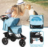 2 in1 Three Wheels Pet Jogger Stroller for Dog/Cat, with Oversized Storage Basket, Blue - Bosonshop